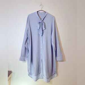 Madewell Light Blue Casual Button Down Shirt Dress with NeckTie